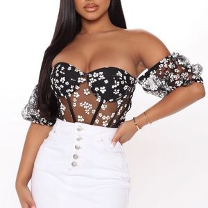 Floral mesh bustier